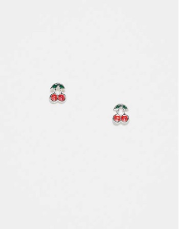 cherry stud earrings in sterling silver