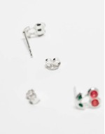 cherry stud earrings in sterling silver
