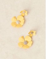 flower drop statement earrings in yellow