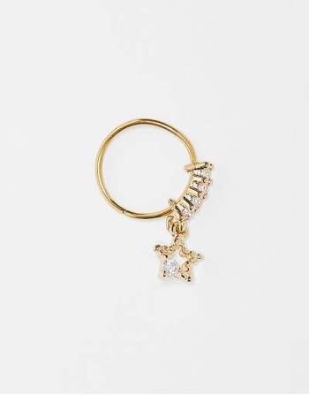 cut out star 10mm belly bar in gold plated