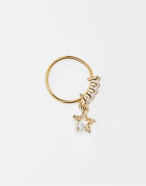 cut out star 10mm belly bar in gold plated