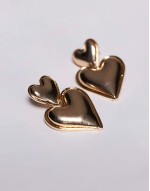 double heart earrings in gold