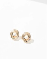 vintage style cutout pearl stud earrings in gold