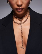 ulardotlan chunky layered t-bar necklace in gold