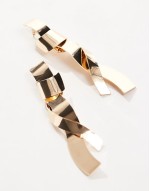 Limited Edition drop earrings with abstract ribbon detail in gold tone