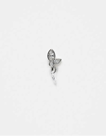 petals with dangley crystal 6mm labret ear piercing in stainless steel