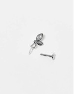 petals with dangley crystal 6mm labret ear piercing in stainless steel