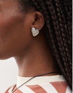 pretty cutwork heart earrings in silver