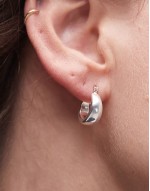 sterling silver chunky curved creole small hoop earrings