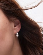 sterling silver chunky curved creole small hoop earrings