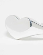 Curve heart signet ring in plated plated sterling silver
