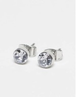 3 pack pearl & diamante stud earrings in silver & white