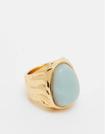 Limited Edition 14k gold plated ring with real amazonite stone