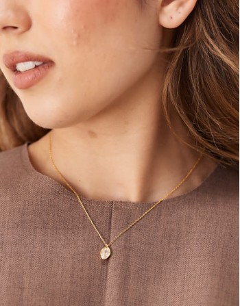crystal charm necklace in 18k gold plated