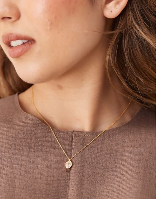 crystal charm necklace in 18k gold plated