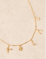 mixed lucky charm necklace in gold plated