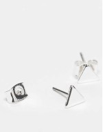 5 pack stud earrings star, moon and heart in silver