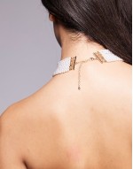 choker necklace with multi strand faux pearl and heart detail
