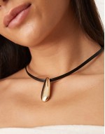 cord necklace with teardrop pendant in gold