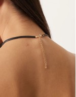 cord necklace with teardrop pendant in gold