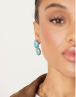 drop earrings with faux turquoise in gold tone