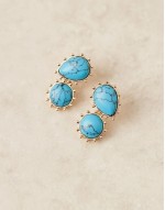 drop earrings with faux turquoise in gold tone