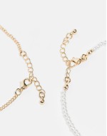 pack of 3 anklets with  faux pearl  and shell charm design in gold tone