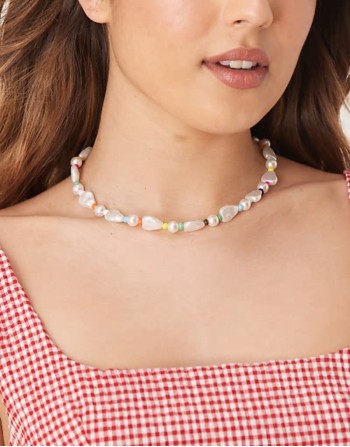 molten pearl and bead necklace
