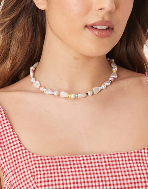 molten pearl and bead necklace