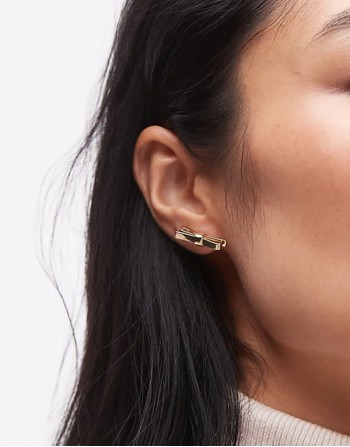 2 x ARKET gold plated bow jewellery
