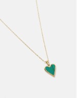 waterproof stainless steel necklace with enamel heart design in gold tone