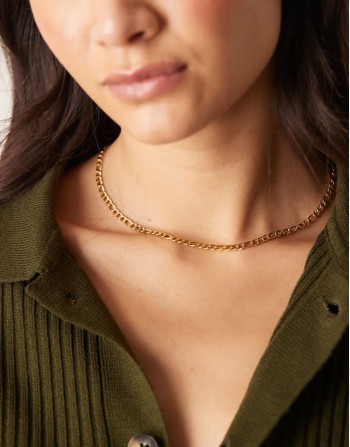 Lost Souls stainless steel 18ct gold plated figaro chain necklace