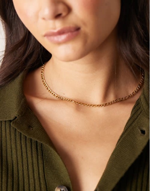 Lost Souls stainless steel 18ct gold plated figaro chain necklace